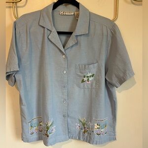 Large Dressbarn Flower Shop Button Down Shirt
